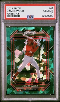 2023 Panini Prizm 47 James Wood Green Ice PSA 10