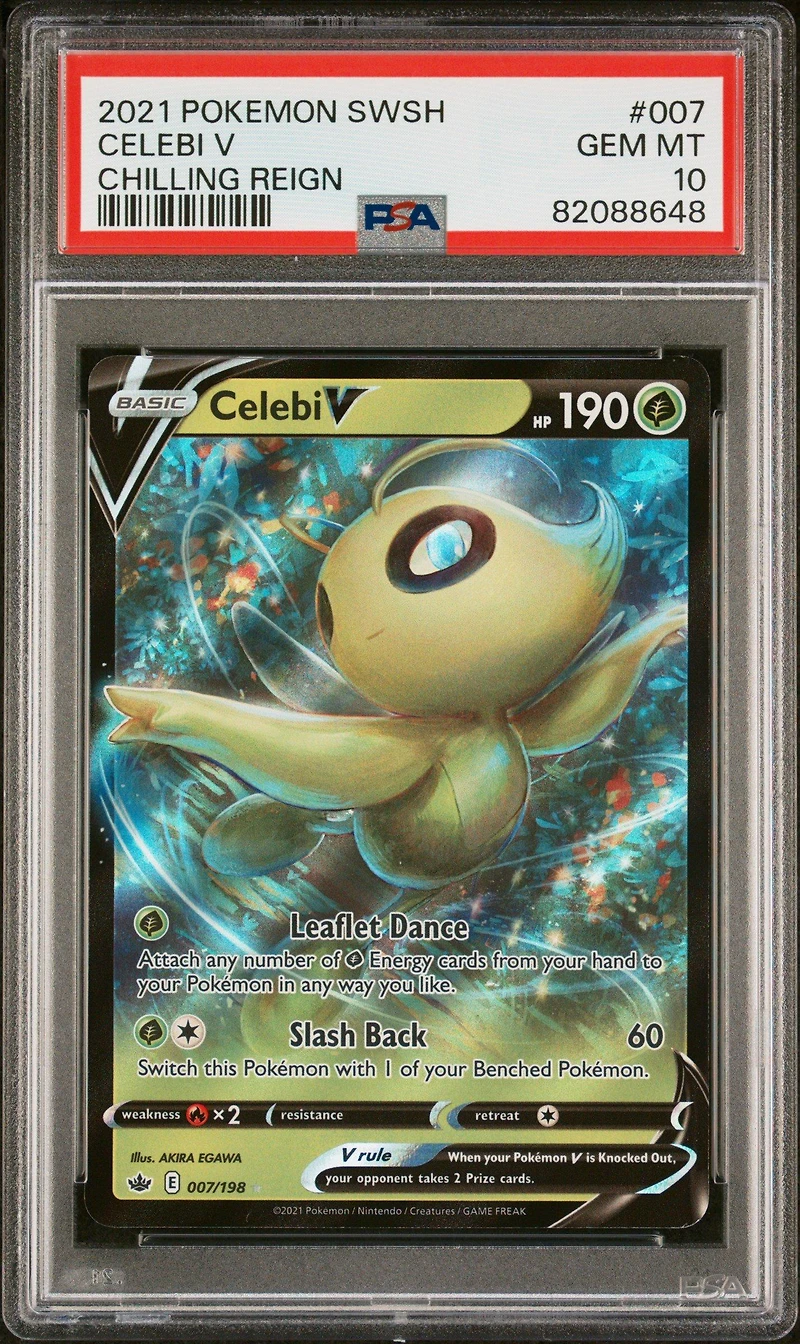 2021 Pokemon Sword & Shield Chilling Reign 007 Celebi V PSA 10