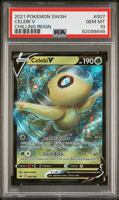 2021 Pokemon Sword & Shield Chilling Reign 007 Celebi V PSA 10