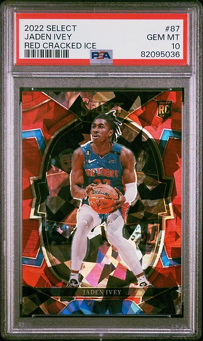 2022 Panini Select 87 Jaden Ivey Red Cracked Ice PSA 10