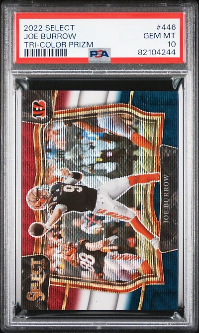 2022 Panini Select 446 Joe Burrow Tri-color Prizm PSA 10