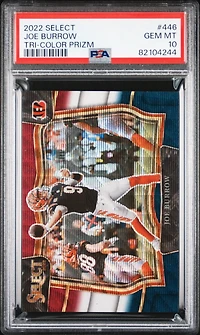 2022 Panini Select 446 Joe Burrow Tri-color Prizm PSA 10
