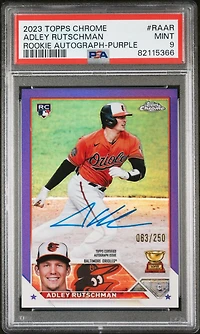 2023 Topps Chrome Rookie Autograph Raar Adley Rutschman Purple Refractor PSA