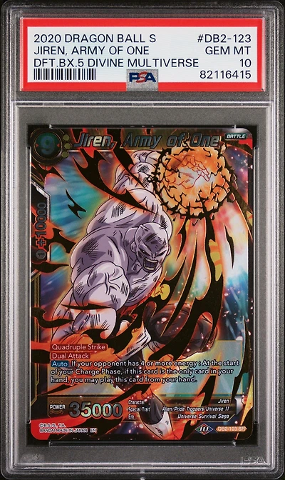 2020 Dragon Ball Super Card Game Draft Box 5 Divine Multiverse Db2-123 Jiren, Army Of One PSA 10