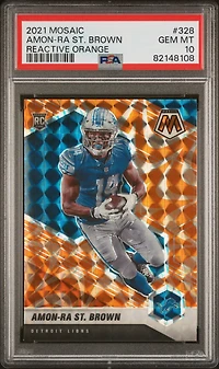 2021 Panini Mosaic 328 Amon-ra St. Brown Reactive Orange PSA 10