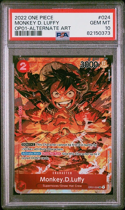 2022 One Piece Romance Dawn 024 Monkey D. Luffy Alternate Art PSA 10