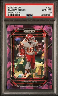 2022 Panini Prizm 352 Isiah Pacheco Purple Ice PSA 10