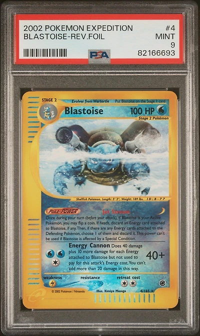 2002 Pokemon Expedition 4 Blastoise-reverse Foil PSA 9