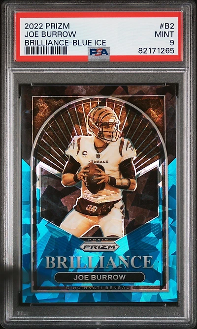 2022 Panini Prizm Brilliance B2 Joe Burrow Blue Ice PSA 9