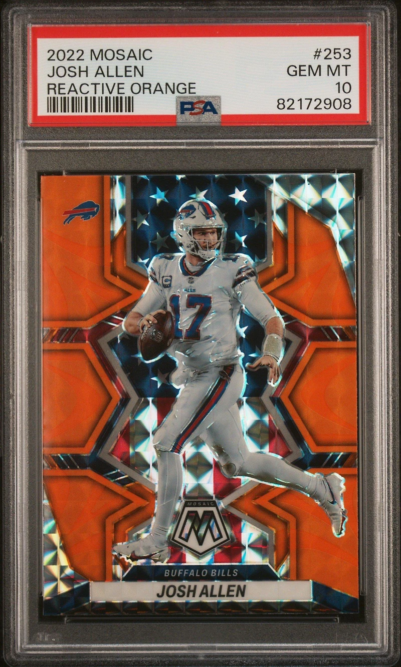 2022 Panini Mosaic 253 Josh Allen Reactive Orange PSA 10