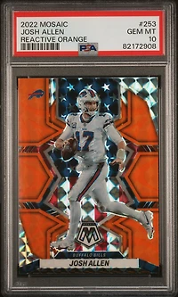 2022 Panini Mosaic 253 Josh Allen Reactive Orange PSA 10