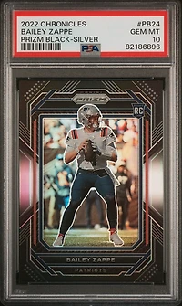2022 Panini Chronicles Prizm Black Pb24 Bailey Zappe Silver PSA 10