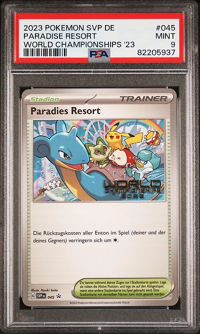 2023 Pokemon German Svp De-sv Black Star Promo 045 Paradise Resort World Championships 2023 PSA 9