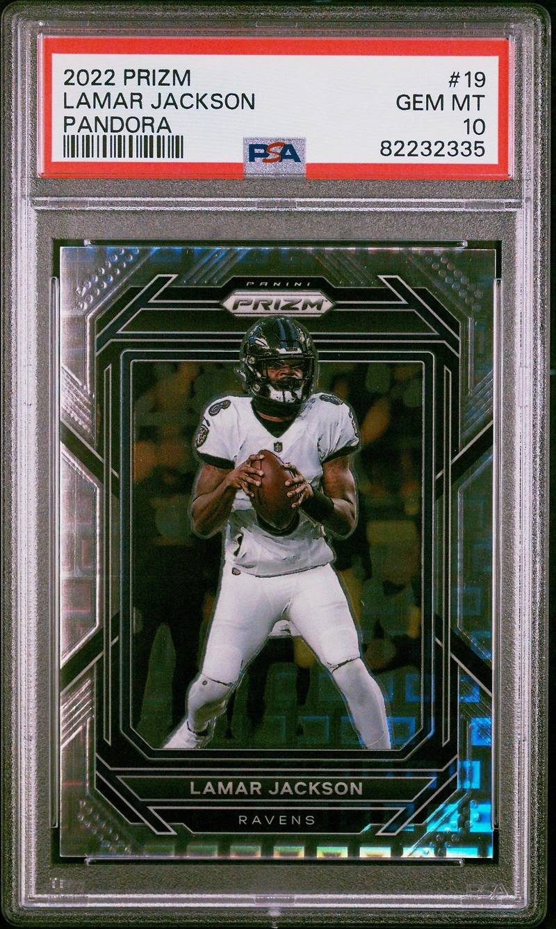 2022 Panini Prizm 19 Lamar Jackson Pandora PSA 10