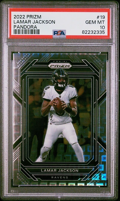 2022 Panini Prizm 19 Lamar Jackson Pandora PSA 10