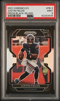 2021 Panini Chronicles Prizm Black Pb-3 Justin Fields Silver PSA 9