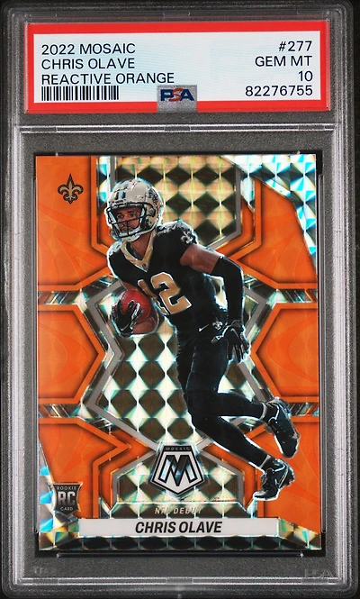 2022 Panini Mosaic Chris Olave Reactive Orange PSA 10