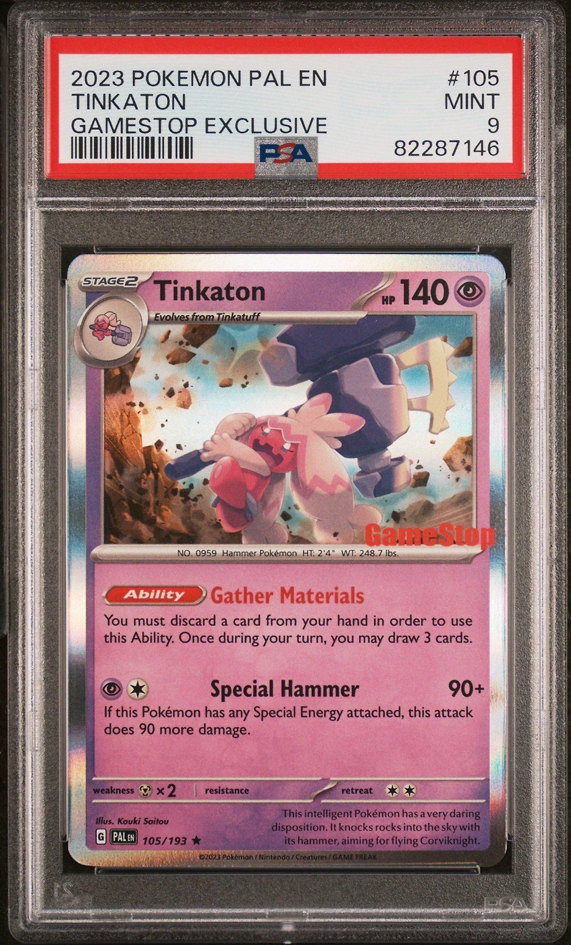 2023 Pokemon Pal En-paldea Evolved 105 Tinkaton Gamestop Exclusive PSA 9