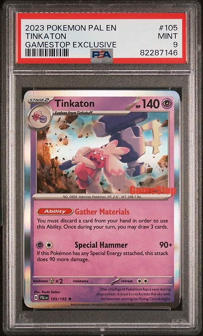 2023 Pokemon Pal En-paldea Evolved 105 Tinkaton Gamestop Exclusive PSA 9