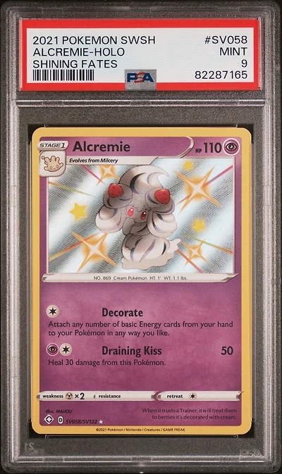 2021 Pokemon Sword & Shield Shining Fates Sv058 Alcremie-holo PSA 9