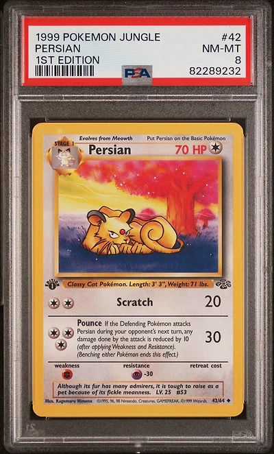 1999 Pokemon Jungle 42 Persian PSA 8