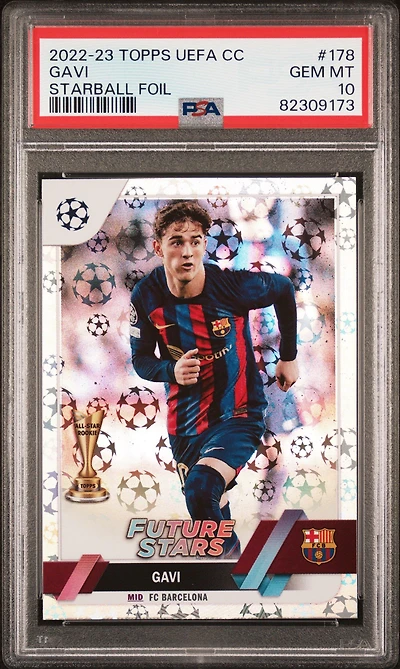 2022 Topps Uefa Club Competitions 178 Gavi Starball Foil PSA 10