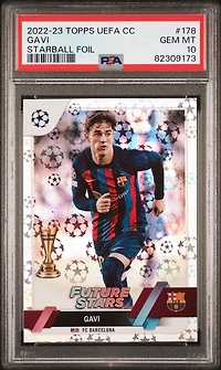 2022 Topps Uefa Club Competitions 178 Gavi Starball Foil PSA 10