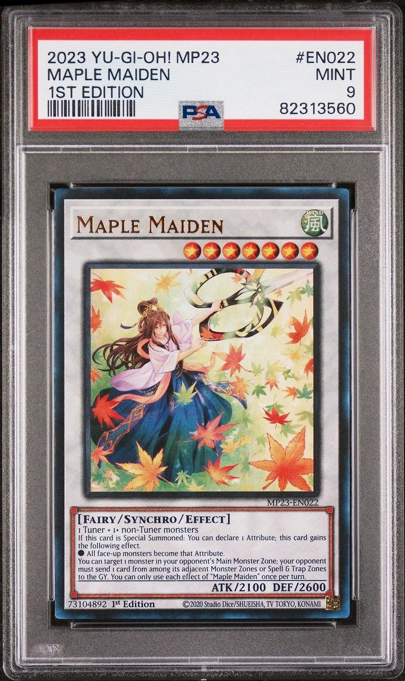 2023 Yu-gi-oh! Mp23-25th Anniversary Tin: Dueling Heroes Mega Pack En022 Maple Maiden 1st Edition PSA 9