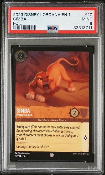 2023 Disney Lorcana En 1-the First Chapter 20 Simba - Protective Cub Foil PSA 9