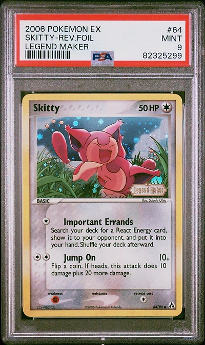 2006 Pokemon Ex Legend Maker 64 Skitty-reverse Foil PSA 9