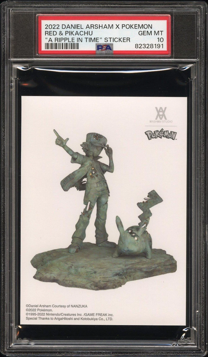 2022 Daniel Arsham X Pokemon "a Ripple In Time" Sticker null Red & Pikachu PSA 10
