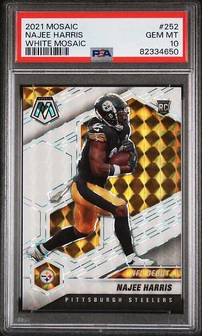 2021 Panini Mosaic 252 Najee Harris White Mosaic PSA 10