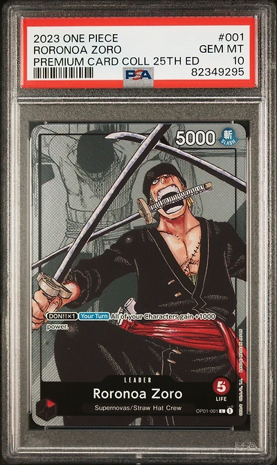 2023 One Piece Premium Bandai Premium Card Collection 25th Edition 001 Roronoa Zoro PSA 10