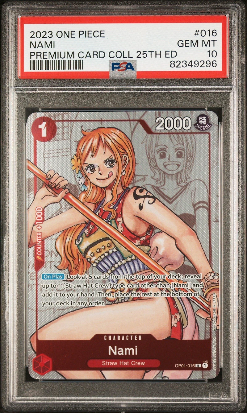 2023 One Piece Premium Bandai Premium Card Collection 25th Edition 016 Nami PSA 10