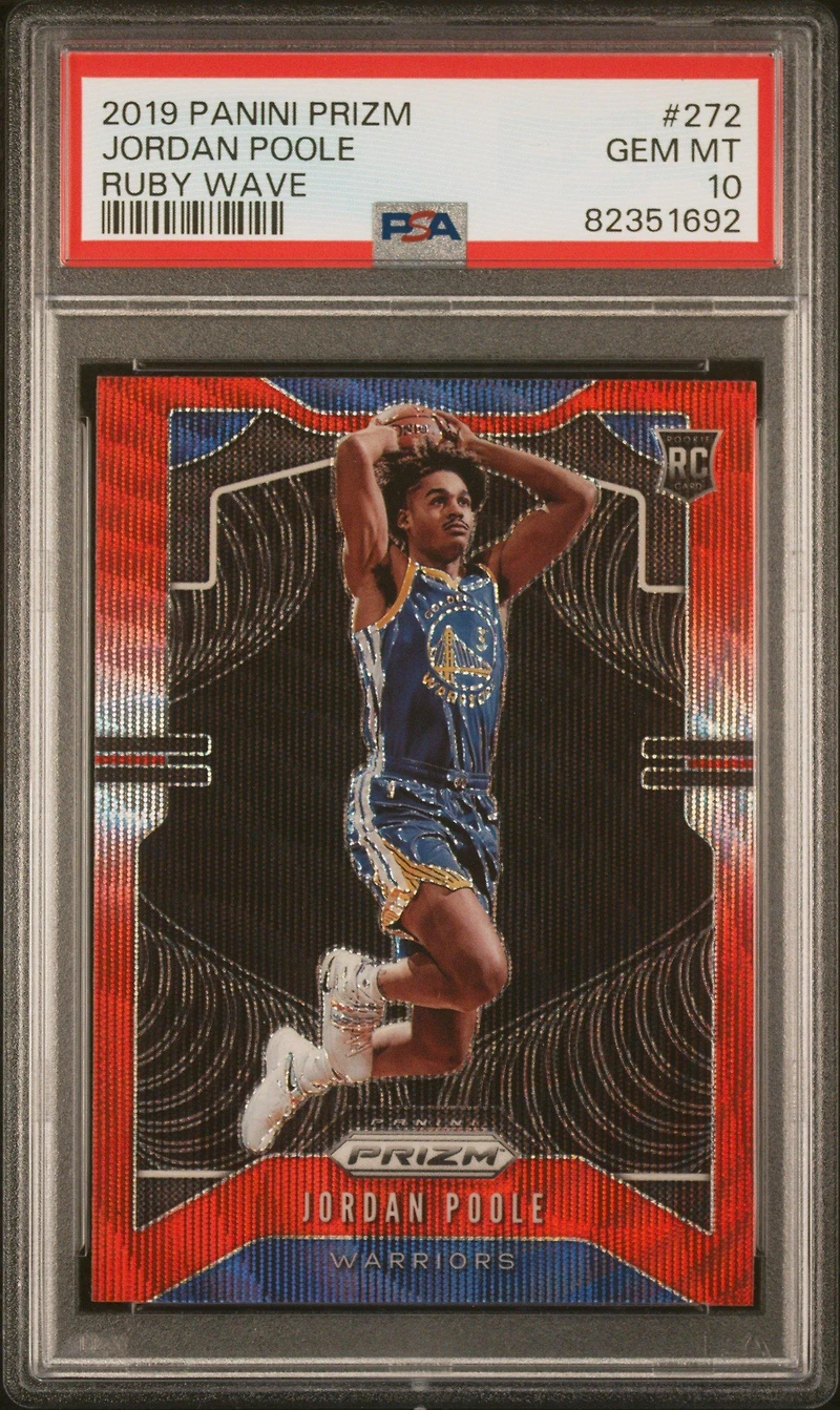 2019 Panini Prizm 272 Jordan Poole Ruby Wave PSA 10