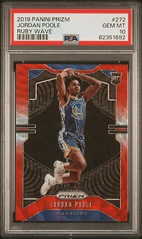 2019 Panini Prizm 272 Jordan Poole Ruby Wave PSA 10
