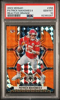 2022 Panini Mosaic 256 Patrick Mahomes Ii Reactive Orange PSA 10