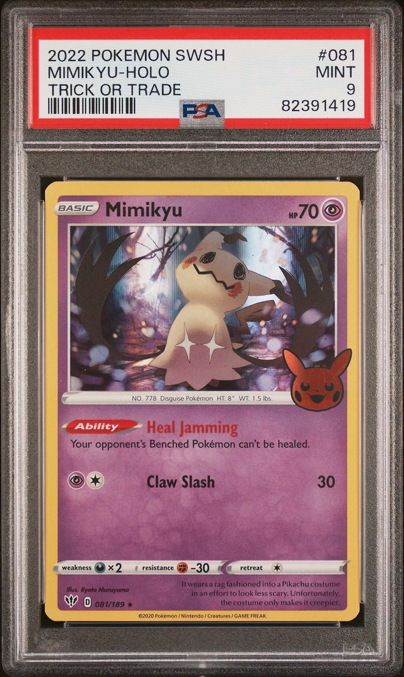2020 Pokemon Sword & Shield Darkness Ablaze 081 Mimikyu-holo Trick Or Trade 2022 PSA