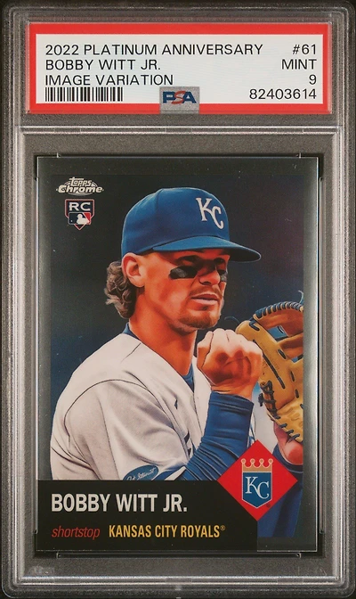 2022 Topps Chrome Platinum Anniversary 61 Bobby Witt Jr. Image Variation PSA 9