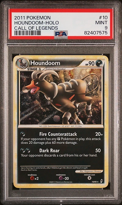 2011 Pokemon Call Of Legends 10 Houndoom-holo PSA 9