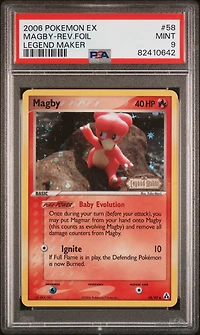 2006 Pokemon Ex Legend Maker 58 Magby-reverse Foil PSA 9