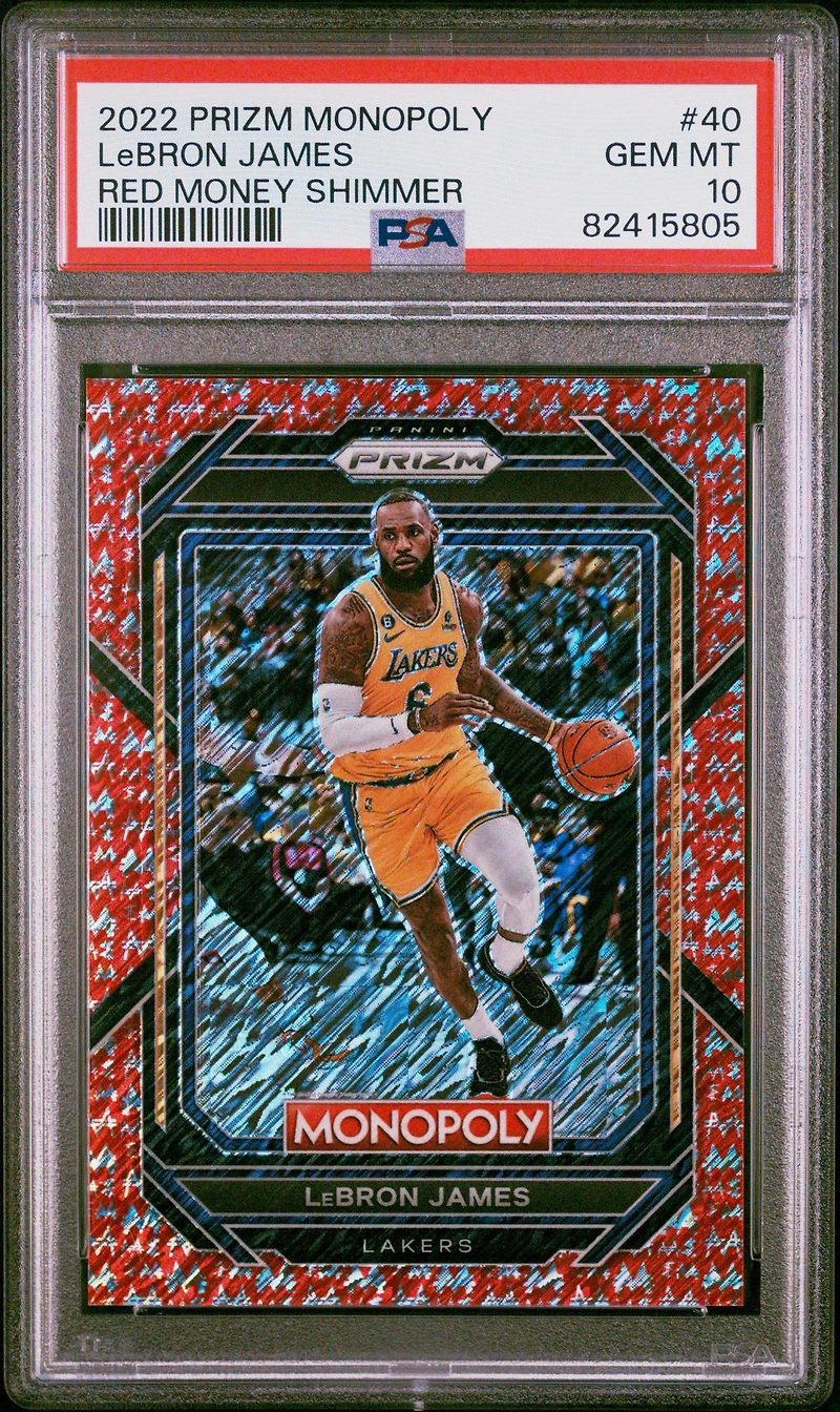 2022 Panini Prizm Monopoly 40 Lebron James Red Money Shimmer PSA 10