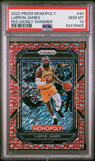 2022 Panini Prizm Monopoly 40 Lebron James Red Money Shimmer PSA 10