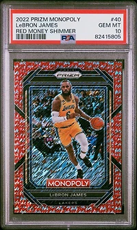 2022 Panini Prizm Monopoly 40 Lebron James Red Money Shimmer PSA 10
