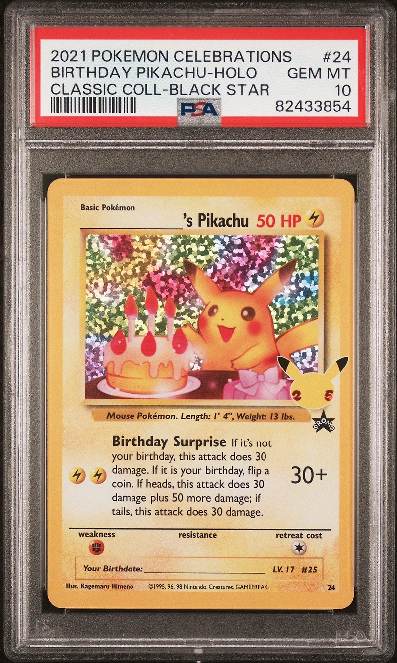 2021 Pokemon Celebrations Classic Collection 24 Birthday Pikachu PSA 10