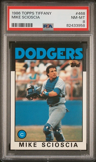 1986 Topps Tiffany 468 Mike Scioscia PSA 8