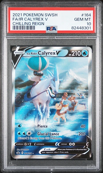 2021 Pokemon Sword & Shield Chilling Reign 164 Fa/ir Calyrex V PSA 10