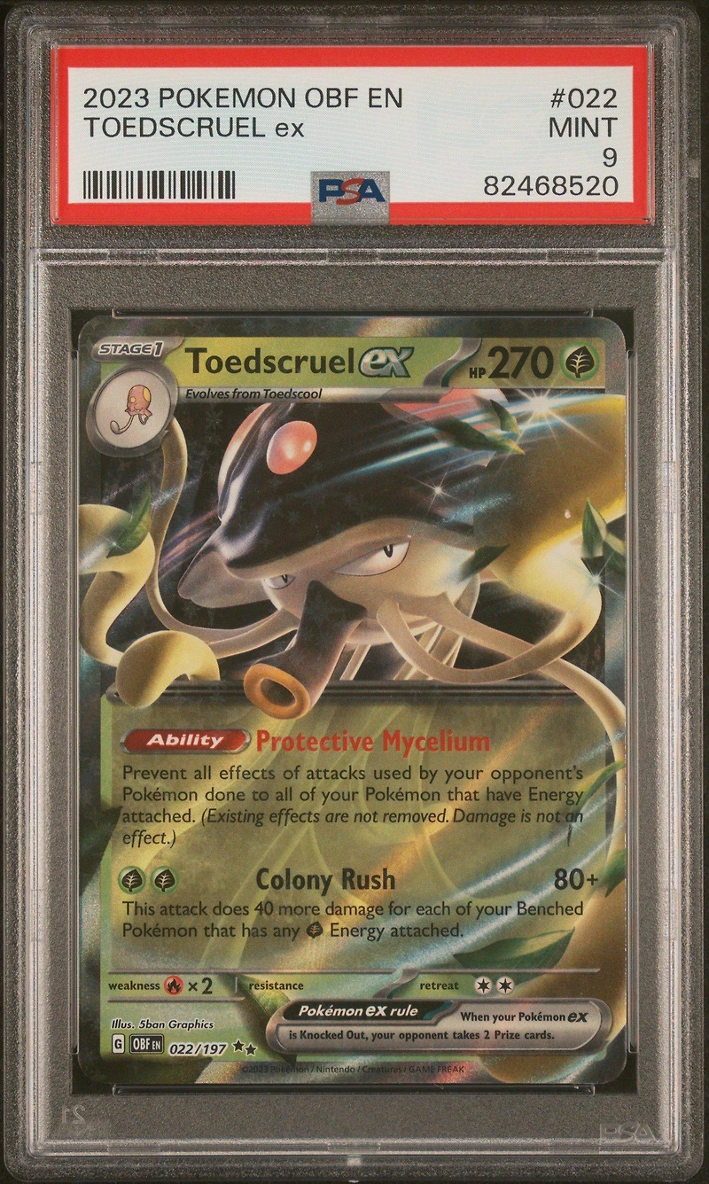 2023 Pokemon Obf En-obsidian Flames 022 Toedscruel Ex PSA 9