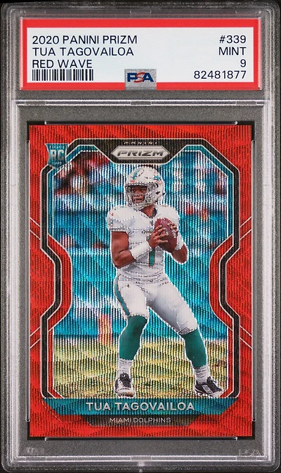 2020 Panini Prizm 339 Tua Tagovailoa Red Wave PSA 9