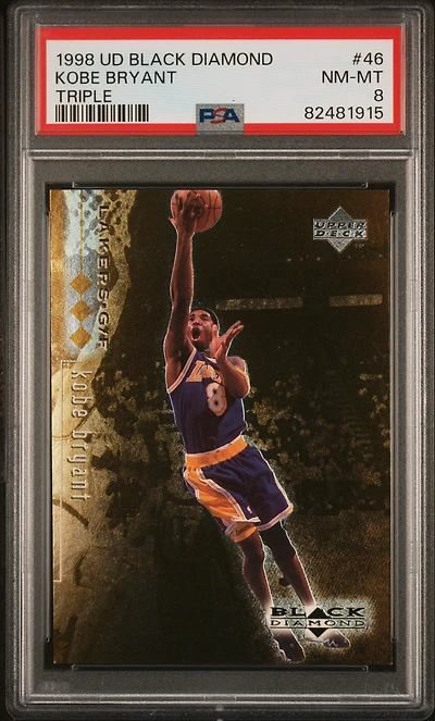 1998 Upper Deck Black Diamond 46 Kobe Bryant Triple PSA 8